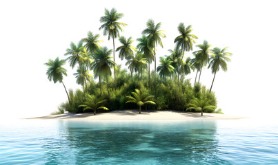 Obraz premium Idyllic Tropical Island with Lush Palm Trees and Calm Waters