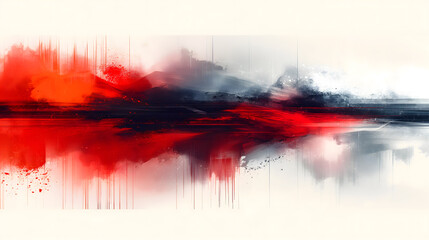 Dynamic Red and Black Abstract Art with Splattered Paint Effects