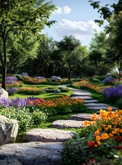 Obraz premium Fantastic Forest with a Flowery Path