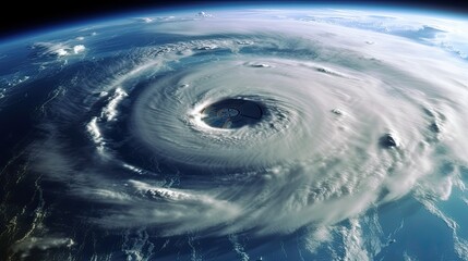 Hurricane over Atlantic, eye of storm