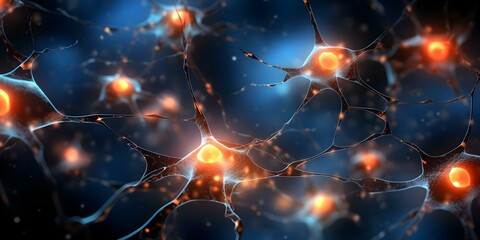 Visual Representation of Glowing Neurons and Synaptic Connections Depicting Brain Neural Activity. Concept Neural Activity, Glowing Neurons, Synaptic Connections, Brain Representation