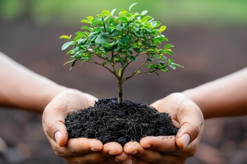 Person Holding Small Tree in Hands