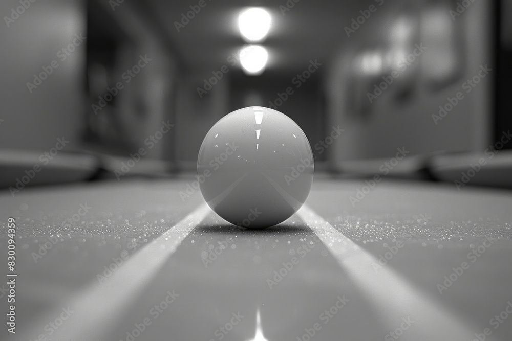 Poster illustration of a straight line intersecting with a billiard ball at a sharp angle, emphasizing the 