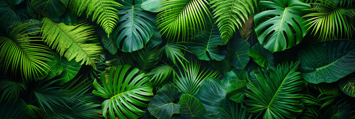 A lush green forest with many leaves and vines