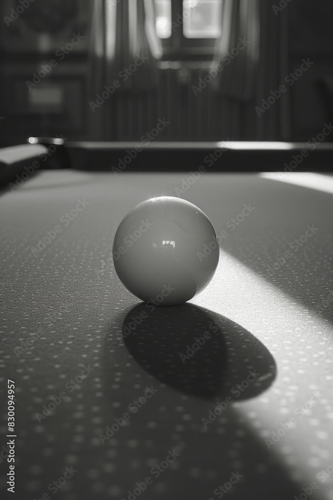 Fototapete scene showing a straight line intersecting a billiard ball with a slight shadow, creating depth and 