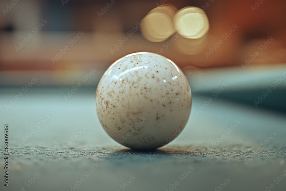 Aufkleber image with a minimalist line barely touching the surface of a billiard ball, capturing the precise m