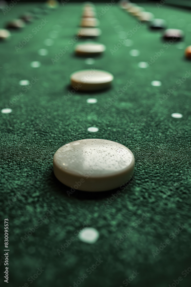 Aufkleber artistic depiction of a minimalist billiard table with a green rectangle and circular pockets repres