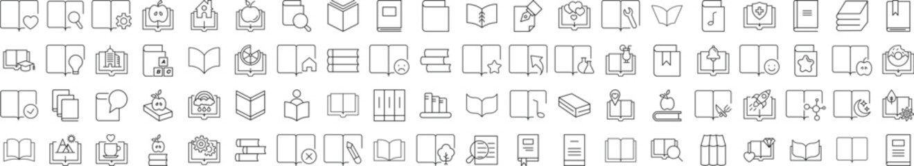 Outline Signs of Book for Adverts. Suitable for books, stores, shops. Editable stroke in minimalistic outline style. Symbol for design