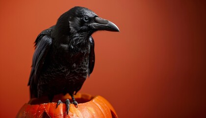 Crow on JackoLantern Spooky Halloween Image