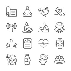 wellness line icons set vector image