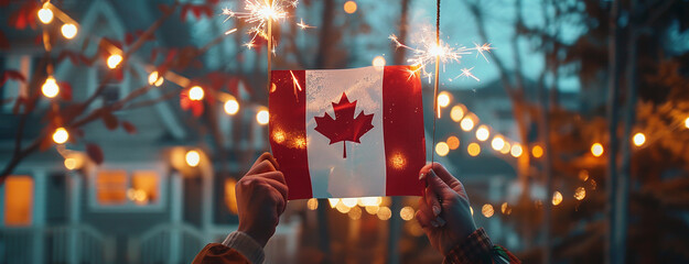 Canada day, greeting card banner with happy canada day, national patriotic holiday of canada