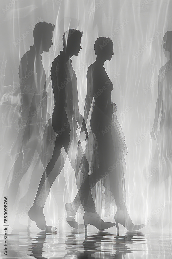 Poster Image of two players dancing in sync, with mirrored motion lines showing their coordinated movements,