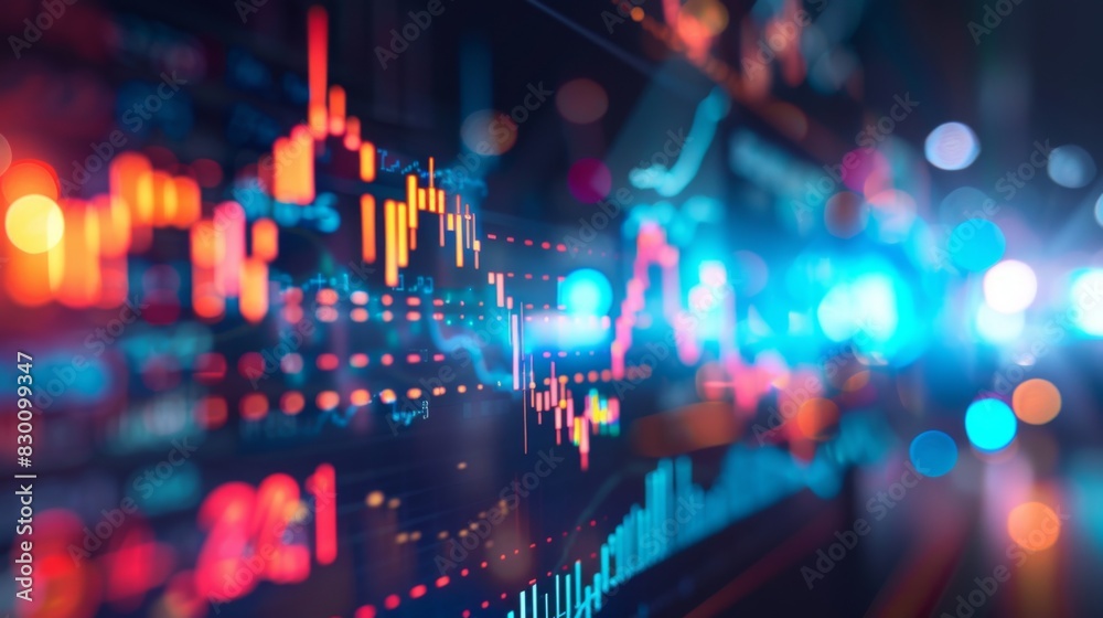 Poster a desktop computer screen displaying stock market indices and price graphs, reflecting market sentim