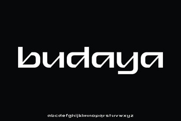 Unique decorative sans serif alphabet display font vector. Futuristic experimental typeface