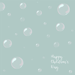 Vector minimalistic greeting banner with soap bubbles for International Children's Day. 

