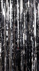 Silver foil curtain, shiny. bright for parties, disco and holidays