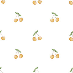 Seamless pattern with yellow cherry