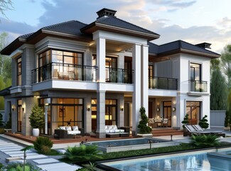 Fototapeta premium Modern Luxury Villa with Swimming Pool