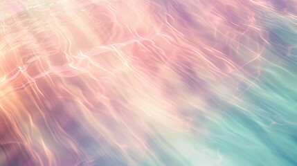 An abstract background with soft, glowing light rays in pastel colors, creating a serene and dreamy atmosphere,
