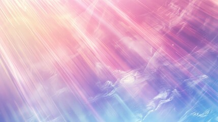 An abstract background with soft, glowing light rays in pastel colors, creating a serene and dreamy atmosphere,
