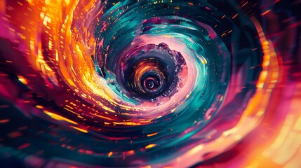 Obraz premium Vivid Swirling Vortex with Multicolored Sparks - ai generative