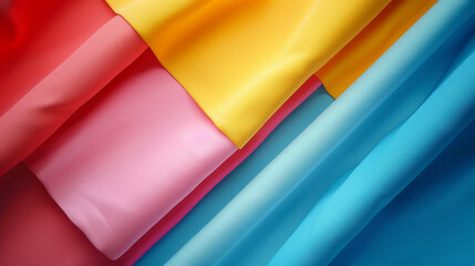 A colorful piece of fabric with a blue stripe