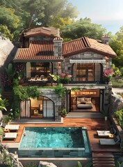 Obraz premium Luxury villa on a cliff