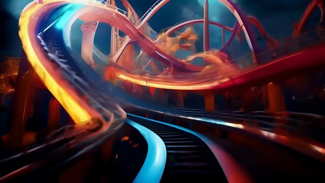 Roller coaster at night	