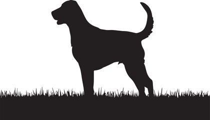 dog on grass silhouette