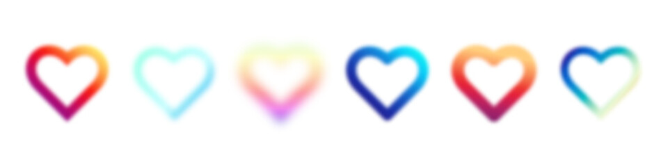 Pink heart with gradient and aura blur effect. Y2K element with 3D shape and glow. Aesthetic graphic sticker. Flat vector illustration isolated on white background.