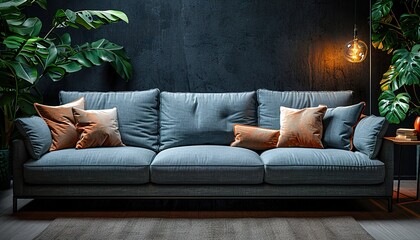 sofa with green wall UHD Wallpapar