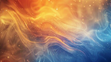 Swirling blue and orange autumn background with soft particles background