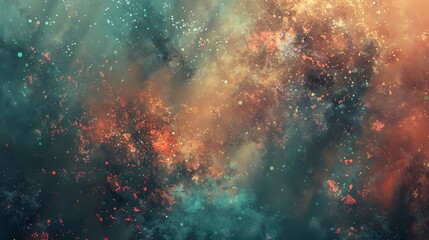 Fototapeta premium Crimson and teal autumn abstract with a glowing ethereal veil background