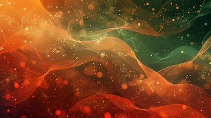 Abstract with gradients of orange green and burgundy with glow background
