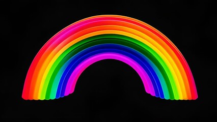 A rainbow is shown in a black background. The rainbow is very colorful and has a very bright and happy mood - Powered by Adobe