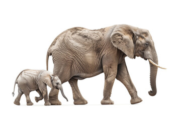 Fototapeta premium Female Elephant And Baby Elephant Walking Side By Side