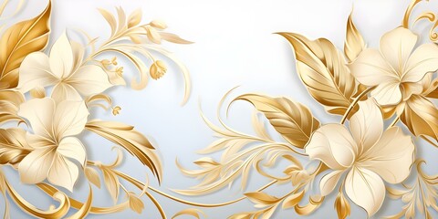 Art Deco wallpaper with golden SplitLeaf Philodendron Monstera plant line art. Concept Art Deco, Wallpaper, Golden, SplitLeaf Philodendron, Monstera, Plant, Line Art
