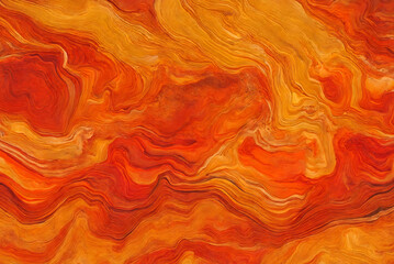 Abstract orange fire glowing wave background. Water-soluble paints.Orange texture