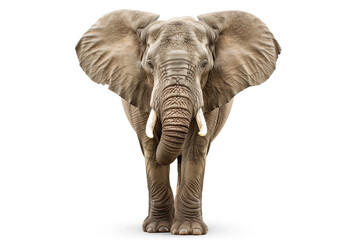 Full-Length Front View of Majestic African Elephant Bull