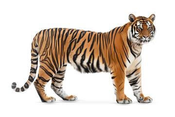 Fototapeta premium Full-Length Bengal Tiger on White Background