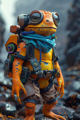 Naklejka premium Kobold Inventor Character Avatar with Homemade Gadgets Gen AI