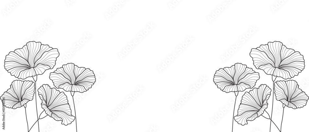 Wall mural spring line art style on transparent background eps 10