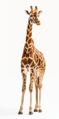 Obraz premium Full-Length Giraffe Standing on White Background
