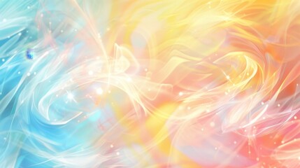 Fototapeta premium Spring swirls in sky blue and lemon yellow with pink highlights background