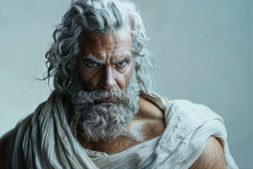 A realistic portrait of Zeus, Greek God. Isolated on white