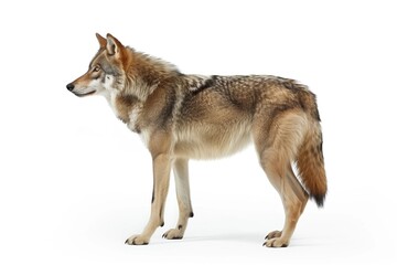 Fototapeta premium Male Wolf Standing on Isolated White Background