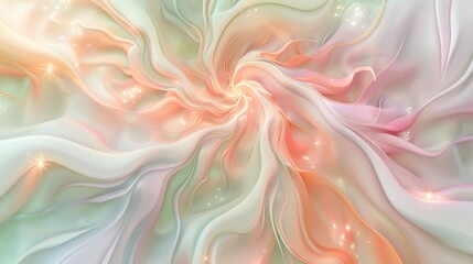 Fototapeta premium Swirling spring hues: peach lavender green background