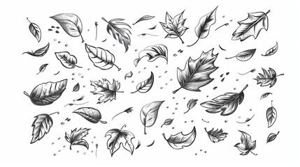 Naklejka premium Hand drawn leaf falling elements