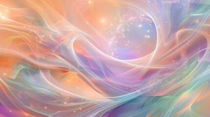 Fototapeta premium Spring swirls: peach lavender pastel green background