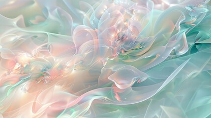 Intricate spring abstract with pale green pink blue and shimmering effects background